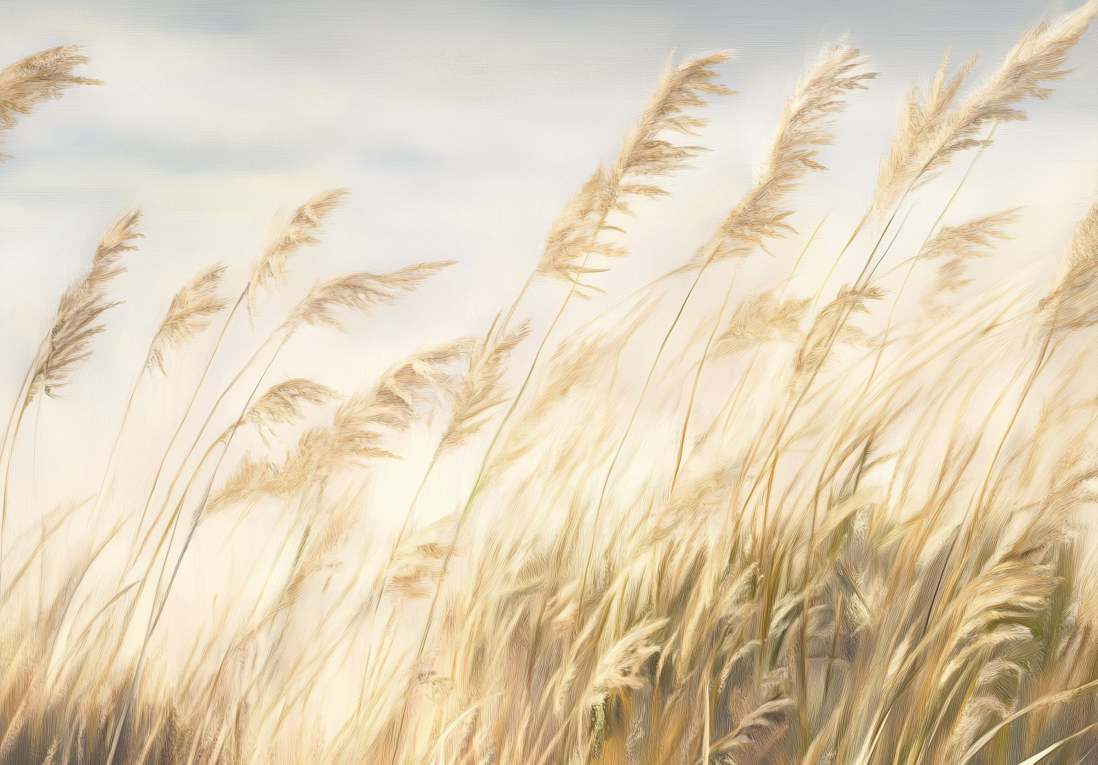 Флис Фототапет Нежни тръстикови треви, художествен стил